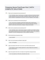 Fresenius Nurse Final Exam Part 2 WITH COMPLETE SOLUTIONS