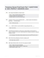 Fresenius Nurse Final Exam Part 1 QUESTIONS & 100% PERFECT ANSWERS 2024