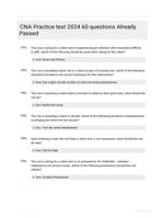 CNA Practice test 2024 60 questions  Already Passed