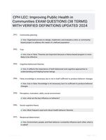 CPH LEC: Improving Public Health in Communities EXAM QUESTIONS (38 TERMS) WITH VERIFIED DEFINITIONS UPDATED 2024