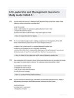 ATI Leadership and Management Questions Study Guide Rated A+