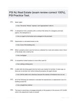 PSI NJ Real Estate (exam review correct 100%), PSI Practice Test.