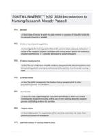 SOUTH UNIVERSITY NSG 3036 Introduction to Nursing Research Already Passed