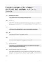 CSMLS EXAM QUESTIONS VERIFIED QUESTIONS AND  ANSWERS 2024 LATEST  VERSION
