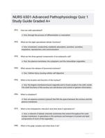 NURS 6501-Advanced Pathophysiology Quiz 1 Study Guide Graded A+