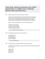 Case Study: Starting a Business Quiz EXAM QUESTIONS (10 TERMS) WITH VERIFIED DEFINITIONS UPDATED 2024