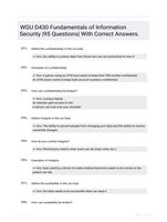 WGU D430 Fundamentals of Information Security |95 Questions| With Correct Answers.