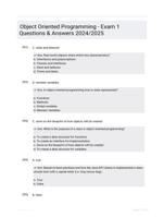 Object Oriented Programming - Exam 1 Questions & Answers 2024/2025