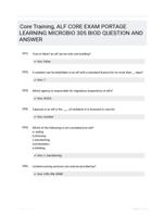 Core Training, ALF CORE EXAM PORTAGE LEARNING  MICROBIO 305 BIOD QUESTION AND  ANSWER