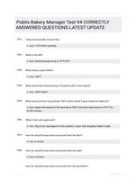 Publix Bakery Manager Test 94 CORRECTLY ANSWERED QUESTIONS LATEST UPDATE