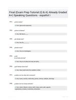 Final (Exam Prep Tutorial (Q & A) Already Graded A+) Speaking Questions - espaol I