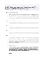 D427  Data Management - Applications |279 Questions| With Correct Answers.