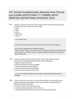 ATI Virtual Fundamentals alternate item format quiz EXAM QUESTIONS (11 TERMS) WITH VERIFIED DEFINITIONS UPDATED 2024