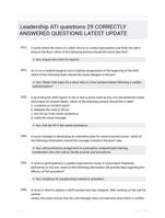 Leadership ATI questions 29 CORRECTLY ANSWERED QUESTIONS LATEST UPDATE