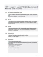 HPA 1 - exam 2 - eye stuff  (25 Questions and Answers) Great Solutions