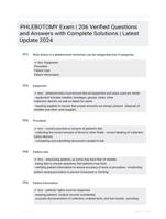 PHLEBOTOMY Exam | 206 Verified Questions and Answers with Complete Solutions | Latest Update 2024