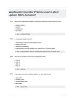 Wastewater Operator Practice exam  Latest Update 100% Accurate!!