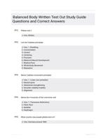Balanced Body Written Test Out Study Guide Questions and Correct Answers