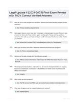 Legal Update II (2024-2025) Final Exam Review with 100% Correct Verified Answers