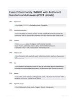 Exam 2 Community PNR208 with 44 Correct Questions and Answers (2024 Update).