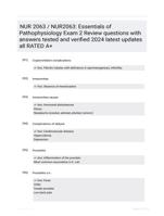NUR 2063 / NUR2063: Essentials ofPathophysiology Exam 2 Review questions with answers tested and verified 2024 latest updates all RATED A+