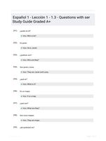 Espaol 1 - Leccin 1 - 1.3 - Questions with ser Study Guide Graded A+