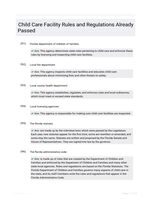 Child Care Facility Rules and Regulations Already Passed