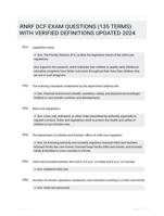 RNRF DCF EXAM QUESTIONS (135 TERMS) WITH VERIFIED DEFINITIONS UPDATED 2024