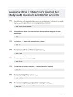 Louisiana Class D "Chauffeur's" License Test QUESTIONS AND ANSWERS 100% VERIFIED A+ GUARANTEED