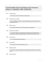Food Handler Exam Questions and Answers 2024( A+ GRADED 100% VERIFIED).