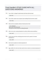 Food Handler's STUDY GUIDE WITH ALL QUESTIONS ANSWERED
