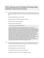 PEDS: Nursing Care of Children #2 Study Guide Questions and Correct Answers