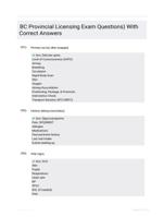 BC Provincial Licensing Exam Questions) With Correct Answers