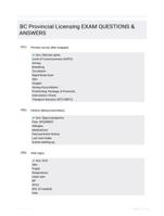 BC Provincial Licensing EXAM QUESTIONS & ANSWERS