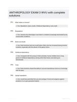 ANTHROPOLOGY EXAM 3 WVU with complete solutions