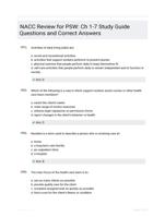 NACC Review for PSW: Ch 1-7 Study Guide Questions and Correct Answers