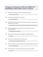 Computer Architecture C952 Study Guide Questions and Correct Answers