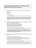 MCAT Biology Question Pack 1 Study Guide Questions and Correct Answers