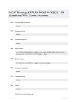 MCAT Physics, KAPLAN MCAT PHYSICS |159 Questions| With Correct Answers.