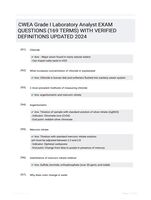 CWEA Grade I Laboratory Analyst EXAM QUESTIONS (169 TERMS) WITH VERIFIED DEFINITIONS UPDATED 2024