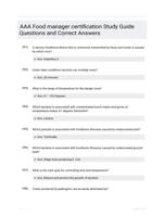 AAA Food manager certification Study Guide Questions and Correct Answers