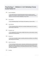 Psychology 1 - Midterm 2 (UC Berkeley) Study Guide Rated A+