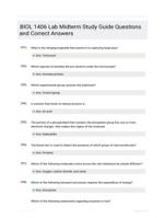 BIOL 1406 Lab Midterm Study Guide Questions and Correct Answers