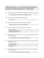 USPA Skydiving A License Exam Study Guide 1 correctly answered graded A+ 2024/2025
