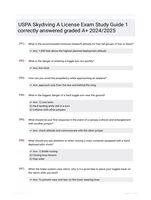 USPA Skydiving A License Exam Study Guide 1 correctly answered graded A+ 2024/2025
