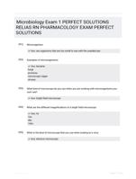 Microbiology Exam 1 PERFECT SOLUTIONS RELIAS RN PHARMACOLOGY EXAM  PERFECT SOLUTIONS