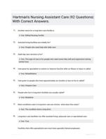 Hartman's Nursing Assistant Care |92 Questions| With Correct Answers.
