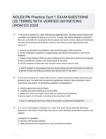 NCLEX PN Practice Test 1 EXAM QUESTIONS (20 TERMS) WITH VERIFIED DEFINITIONS UPDATED 2024