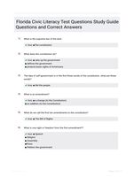 Florida Civic Literacy Test Questions Study Guide Questions and Correct Answers