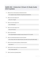 NURS 302 - Endocrine 2 (Exam 2) Study Guide 2024 Updates